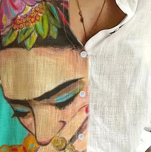 Beautiful ❤️ Frida bottom down blouse shirt - Picture 2 of 3
